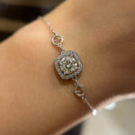 S925 Moissanite Halo Round Cut Bracelet