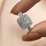 S925 Maxine Noble Halo Princess Cut Engagement Ring