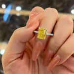 S925 Beautifully 3.5 Carat Yellow Sapphire Radiant Cut Engagement Ring