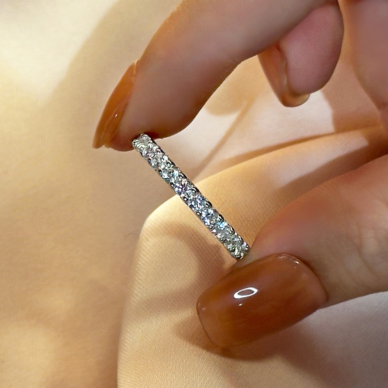 IMG-1533 S925 Maxine Classic White Gold Round Cut Wedding Band For Women - Image 1