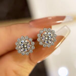 S925 1.0Ct*2 Moissanite Snowflake Stud Earrings In Sterling Silver
