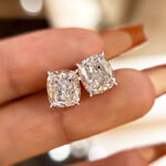 S925 2.0Ct*2 Classic Crushed Ice Cushion Cut Women's Stud Earrings In Sterling Silver - Image 2