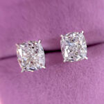 S925 2.0Ct*2 Classic Crushed Ice Cushion Cut Women's Stud Earrings In Sterling Silver - Image 3