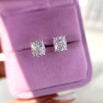 S925 2.0Ct*2 Classic Crushed Ice Cushion Cut Women's Stud Earrings In Sterling Silver - Image 4