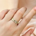 S925 Gorgeous Yellow Gold Wide Women's Wedding Band In Sterling Silver - Image 4