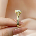 S925 Moissanite Yellow Gold 2.0 Carat Round Cut Vintage Engagement Ring - Image 6