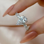 S925 Maxine Luxurious 3Ct Pear Cut Engagement Ring In Sterling Silver