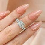 S925 Elegant Square Princess Cut Wedding Ring Set For Women In Sterling Silver - Image 3
