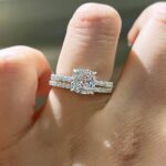 S925 Excellent Cushion Cut Wedding Ring Set For Women In Sterling Silver