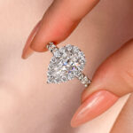 S925 Maxine Classic Halo Pear Cut Engagement Ring In Sterling Silver