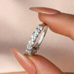 S925 Maxine Classic Half Eternity Round Cut Wedding Band - Image 3