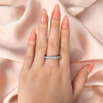 S925 Maxine Classic Half Eternity Round Cut Wedding Band - Image 2