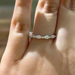 S925 Elegant Marquise Cut Full Wedding Band In Sterling Silver - Image 6