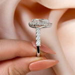 S925 Maxine Classic Halo Pear Cut Engagement Ring In Sterling Silver - Image 2