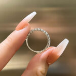 S925 Elegant Round Cut Half Eternity Wedding Band In Sterling Silver - Image 3