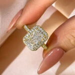 S925 Maxine Simulated Diamond Halo Radiant Cut Engagement Ring - Image 4