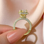 S925 Maxine Simulated Diamond Halo Radiant Cut Engagement Ring - Image 5