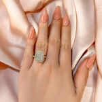 S925 Maxine Simulated Diamond Halo Radiant Cut Engagement Ring - Image 6