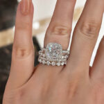 S925 Stunning Halo Cushion Cut 4PC 3.0 Carat Wedding Set in Sterling Silver - Image 3