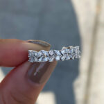 S925 Elegant Anniversary Sona Simulated Diamond Wedding Band In Sterling Silver