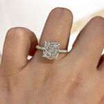 S925 Exclusive Cushion Cut Women's Engagement Ring In Sterling Silver