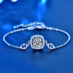 S925 Moissanite Halo Round Cut Bracelet - Image 4