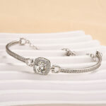 S925 1.0Ct Moissanite Halo Round Cut Bracelet In Sterling Silver - Image 2