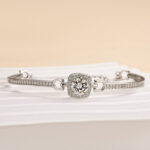 S925 1.0Ct Moissanite Halo Round Cut Bracelet In Sterling Silver - Image 3
