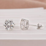 S925 Moissanite Classic 1.2Ct*2 Round Cut 6 Prong Stud Earrings In Sterling Silver - Image 3