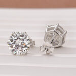 S925 Moissanite Classic 1.2Ct*2 Round Cut 6 Prong Stud Earrings In Sterling Silver