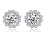 S925 1.0Ct*2 Moissanite Snowflake Stud Earrings In Sterling Silver - Image 7