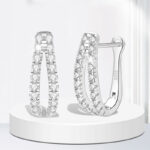 S925 1.0Ct*2 Moissanite Noble U-shaped Round Cut Earrings - Image 2