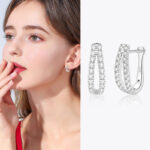 S925 1.0Ct*2 Moissanite Noble U-shaped Round Cut Earrings - Image 3