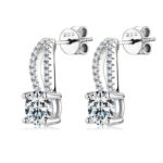 S925 1.0Ct*2 Moissanite Exclusive Round Cut Stud Earrings - Image 6