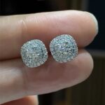 S925 Moissanite 0.9Ct*2 Double Halo Round Cut Stud Earrings In Sterling Silver - Image 2
