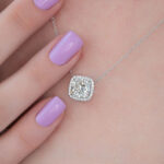 S925 Elegant Halo Cushion Cut Pendant Necklace