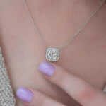 S925 Elegant Halo Cushion Cut Pendant Necklace - Image 2