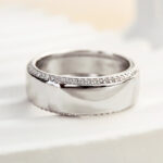 S925 Maxine Classic Design White Gold Men's Wide Wedding Band