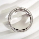 S925 Maxine Classic Design White Gold Men's Wide Wedding Band - Image 3