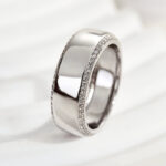S925 Maxine Classic Design White Gold Men's Wide Wedding Band - Image 2