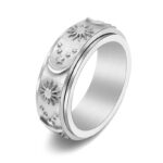 Tungsten Ring Sun Moon and Stars Anniversary Rings For Men - Image 3