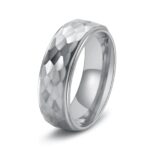 Maxine Classic Tungsten Carbide Hammered Texture Men's Wide Wedding Band - Image 5