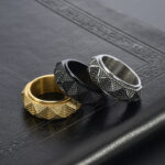 Maxine Vintage Tungsten Carbide Pyramid Men's Wide Wedding Band - Image 5