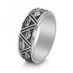 Tungsten Carbide Triangular Pyramid The Eye of God Men's Wide Wedding Band - Image 3