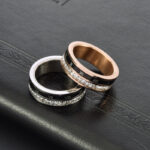 Rotatable Square Diamond Tungsten Ring with Roman Numerals For Men