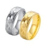 Maxine Classic Tungsten Carbide Hammered Texture Men's Wide Wedding Band - Image 3