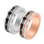 Rotatable Square Diamond Tungsten Ring with Roman Numerals For Men - Image 4