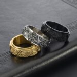 Tungsten Carbide Triangular Pyramid The Eye of God Men's Wide Wedding Band - Image 5