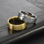 Maxine Classic Tungsten Carbide Hammered Texture Men's Wide Wedding Band