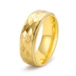 Maxine Classic Tungsten Carbide Hammered Texture Men's Wide Wedding Band - Image 4